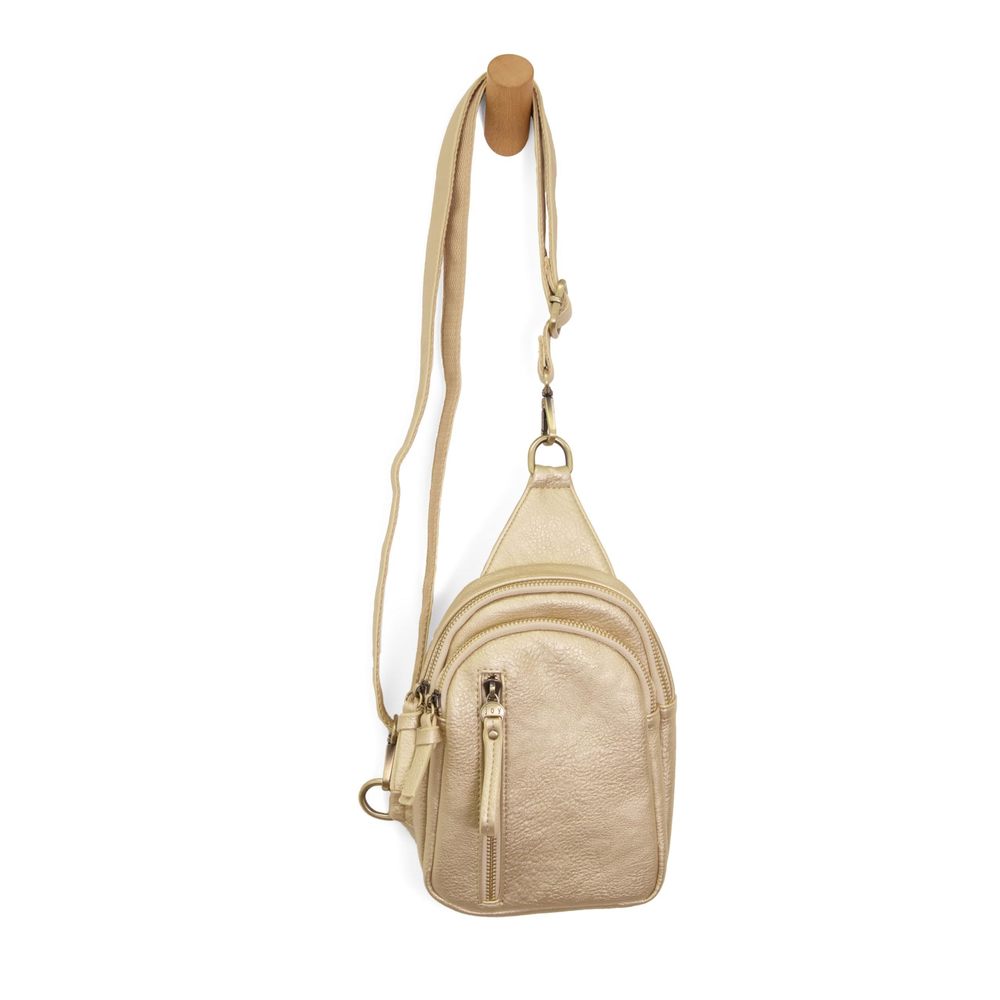 Skyler Sling Bag Vegan Leather, Ziered Closure, Brass Plated Hardware - <3